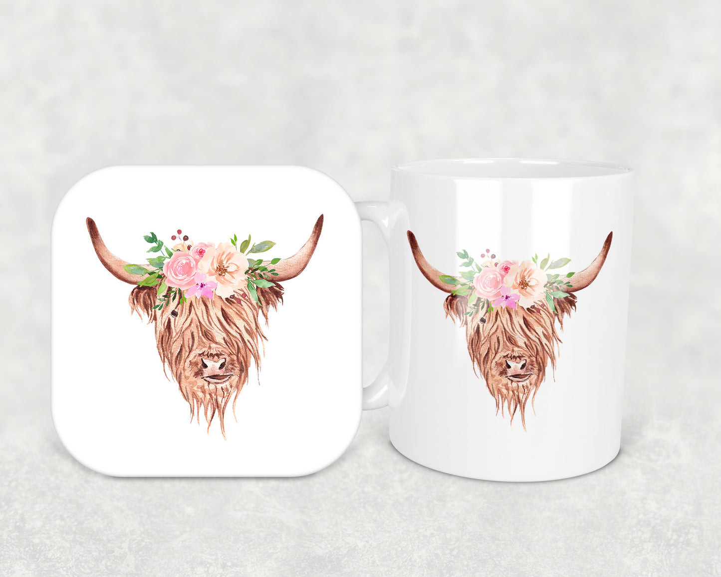 Highland Cow Mug & Coaster Combo