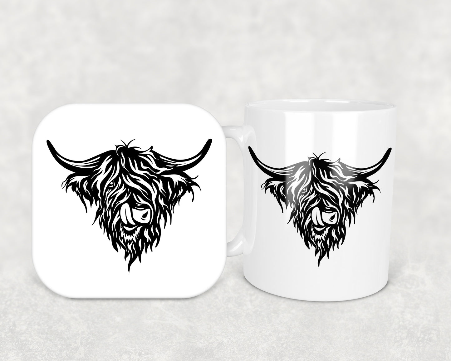 Highland Cow Mug & Coaster Combo