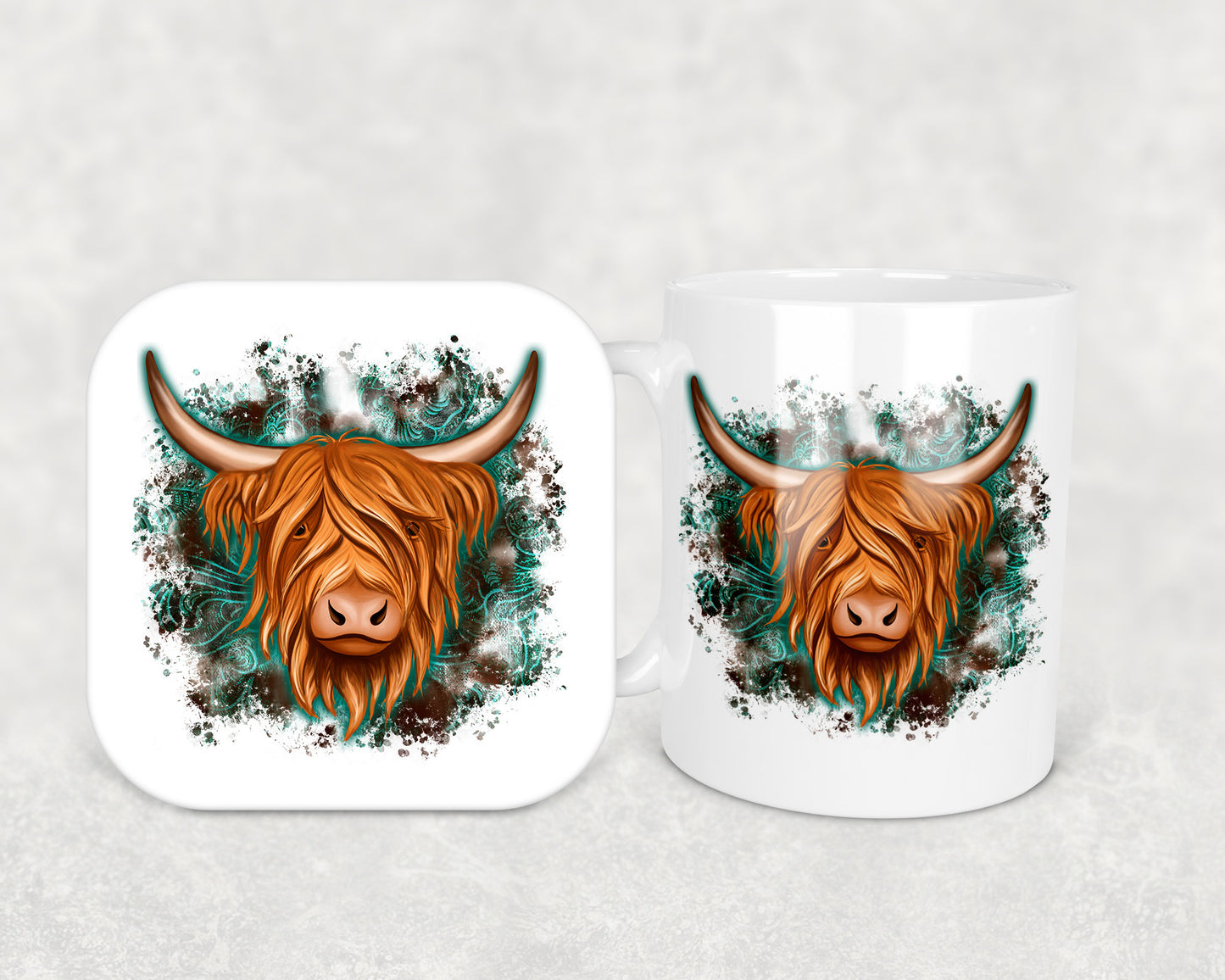 Highland Cow Mug & Coaster Combo