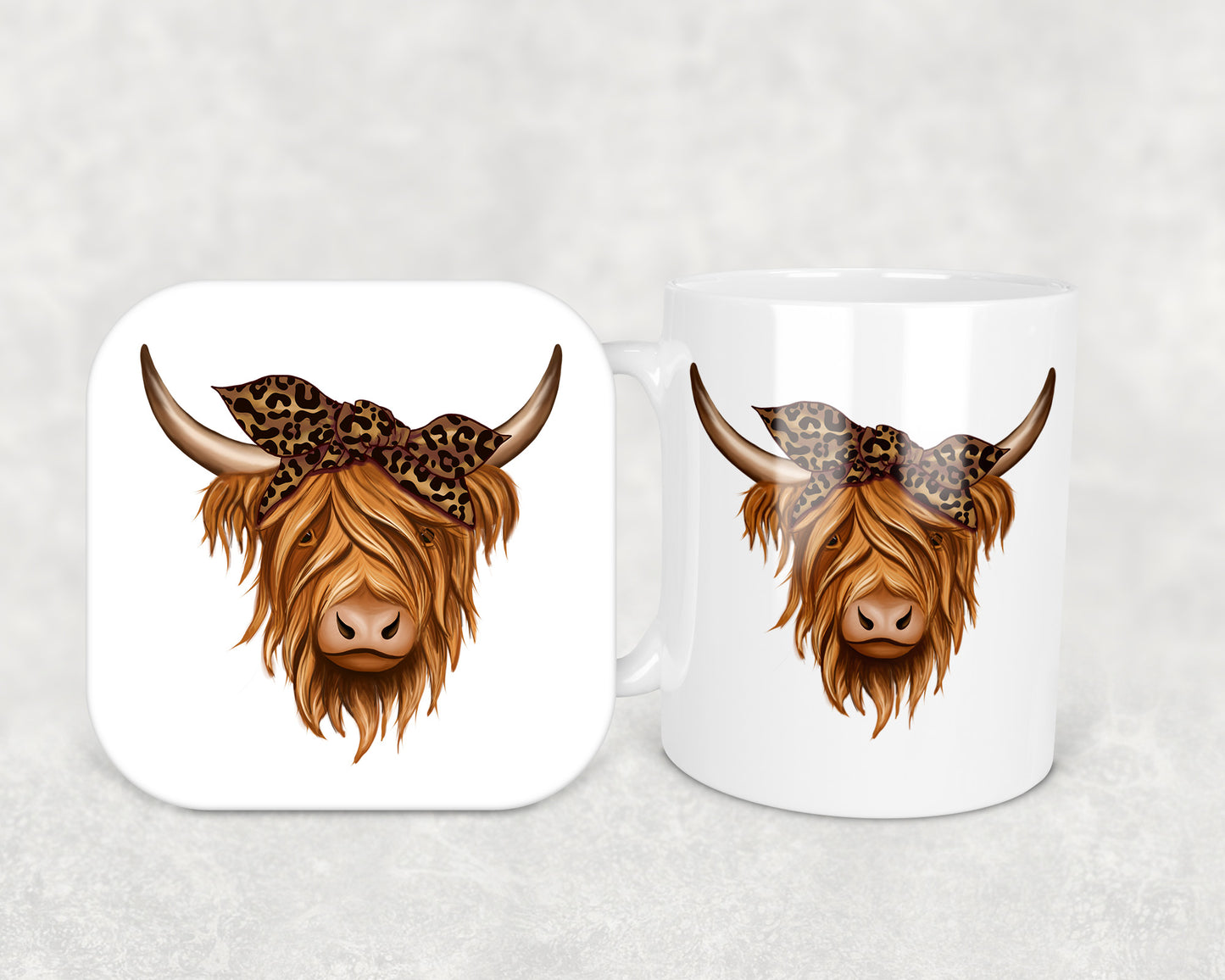 Highland Cow Mug & Coaster Combo