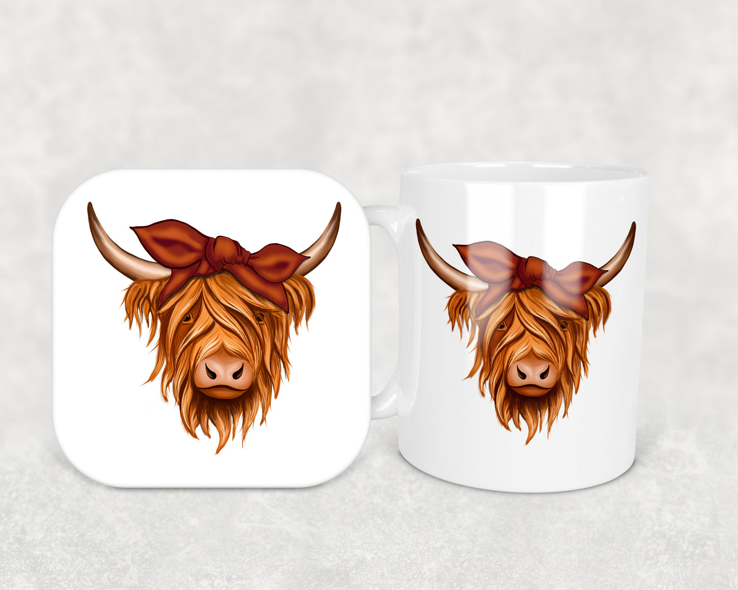 Highland Cow Mug & Coaster Combo